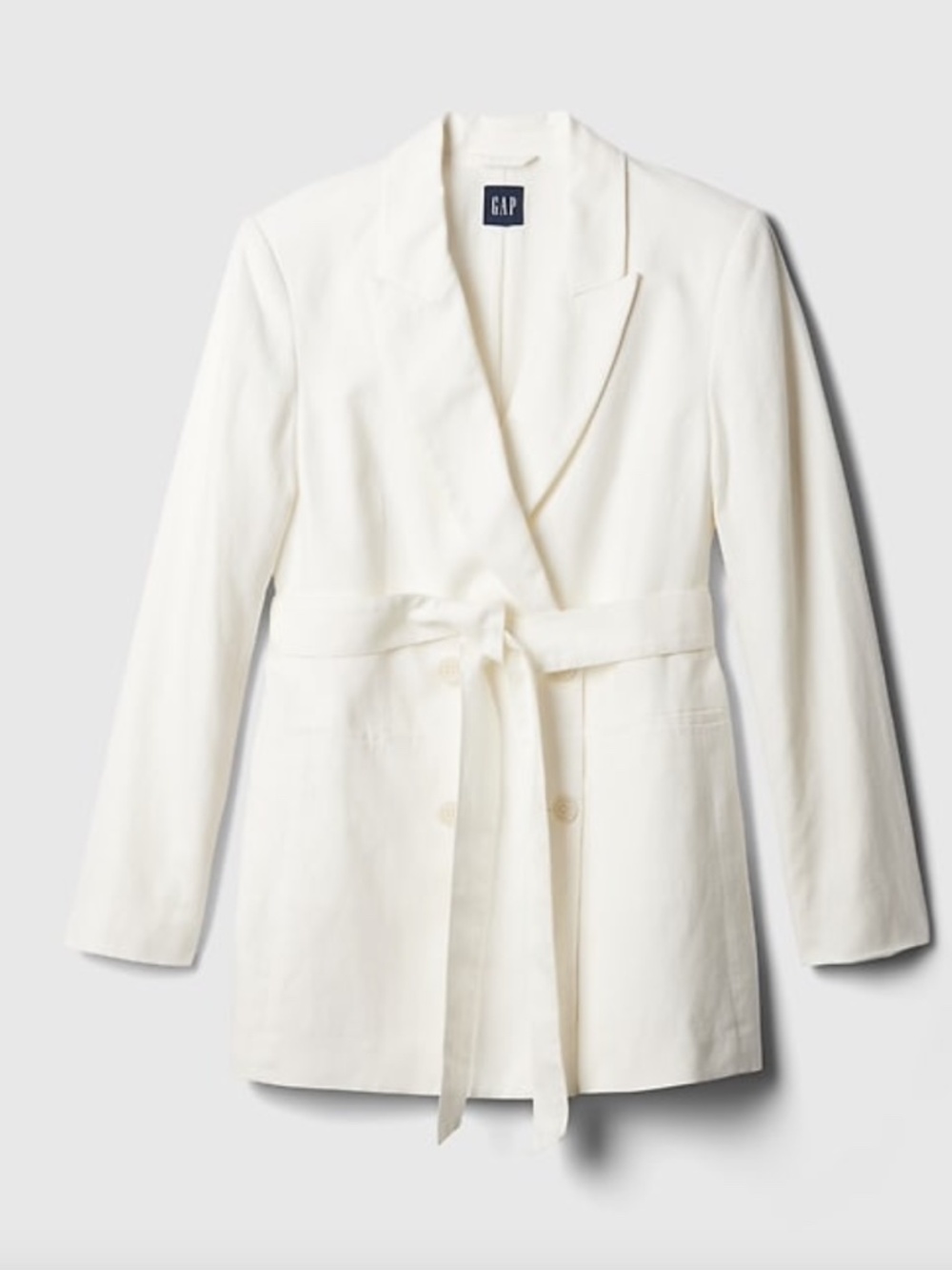 GAP White Belted Double-Breasted Blazer – Size Small